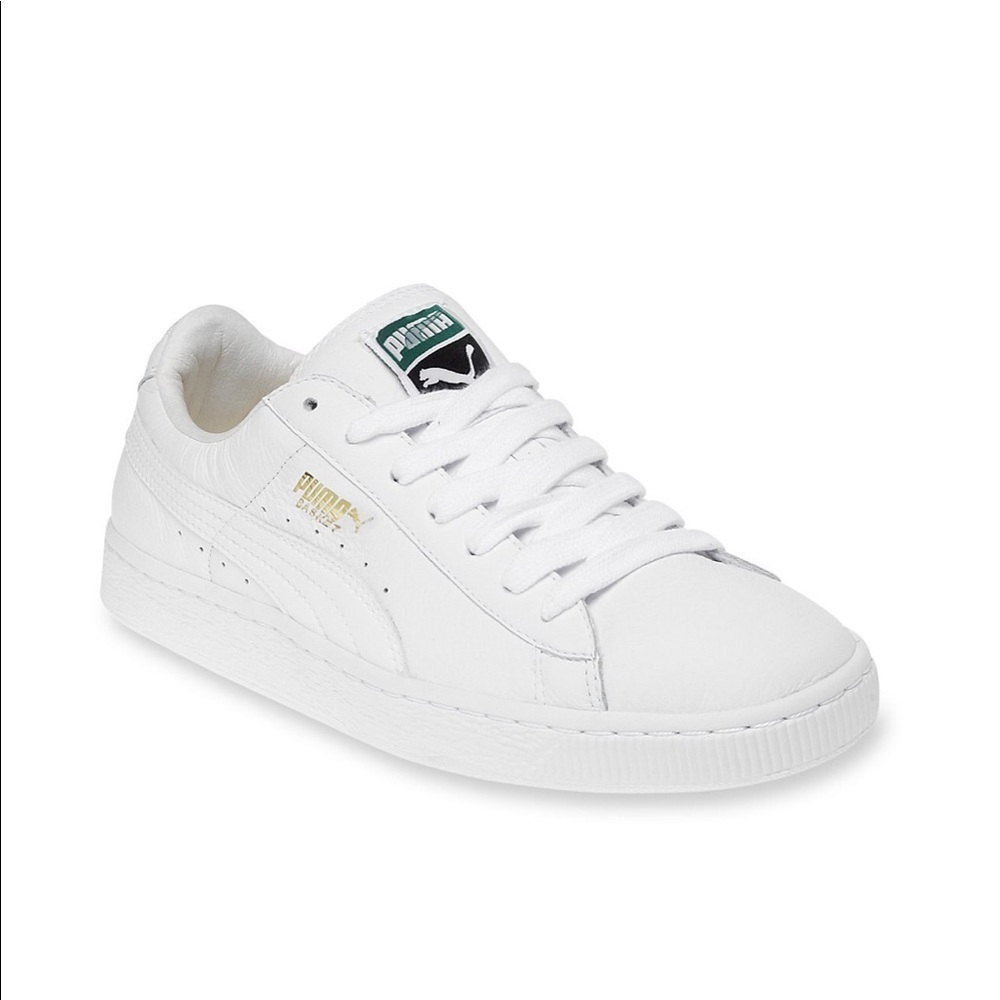 Puma Basket classic white gold sneakers leather lace up size 11 shoe tennis